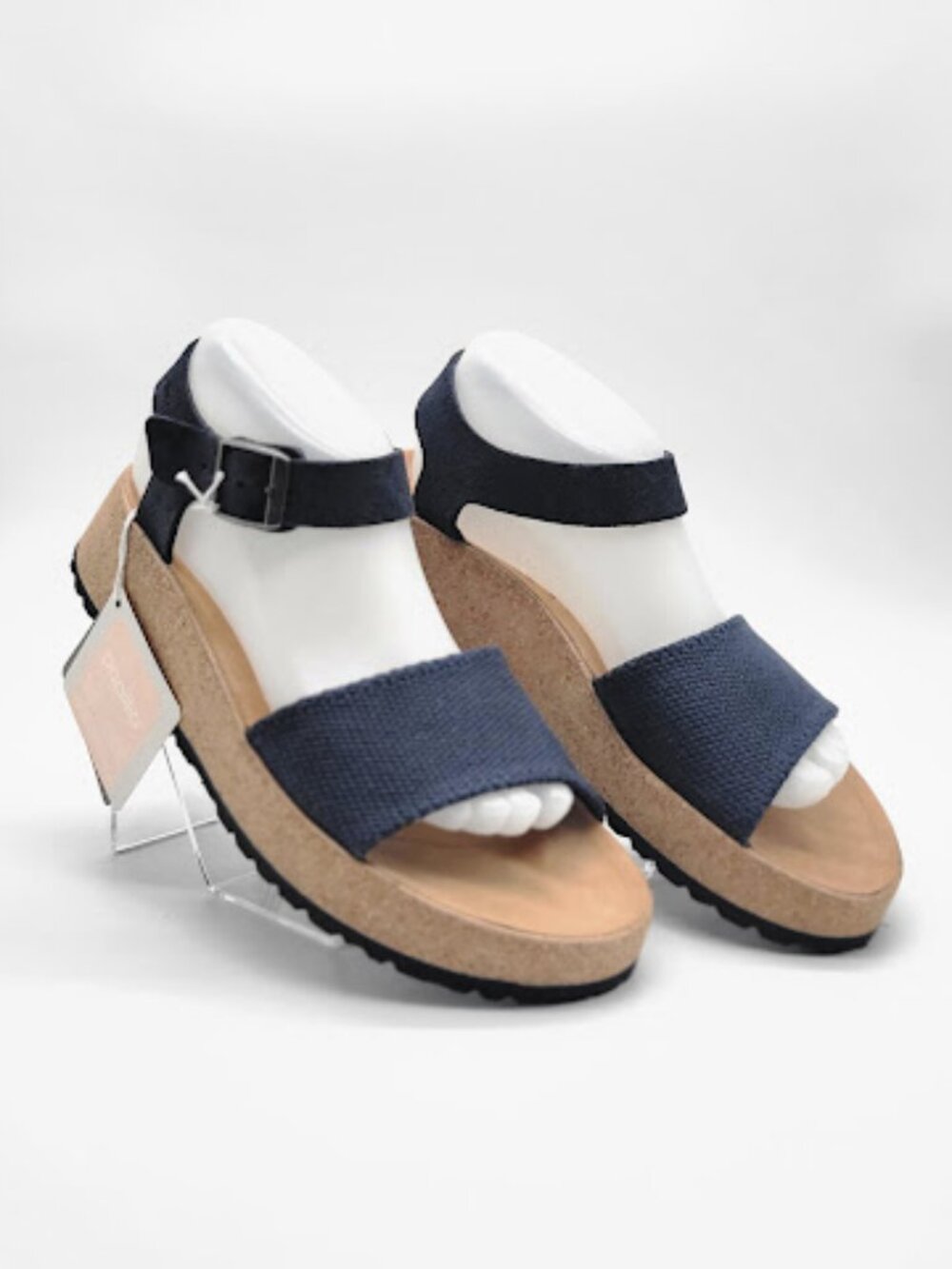 PAPILLIO by Birkenstock Glenda Sandals Women’s 39 Blue Canvas Ankle Strap Wedge